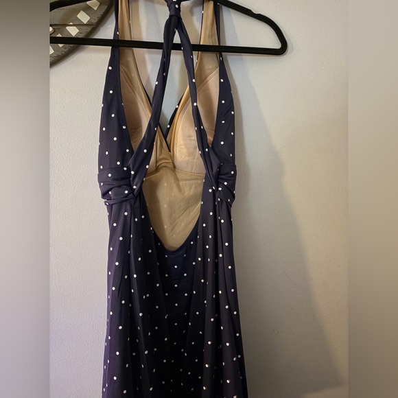 NWT LL Bean blue polka dot sun blocking swim suit dress size 16 - Picture 4 of 9